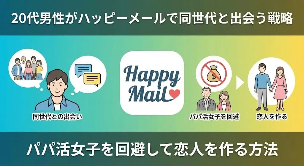 20代男性がハッピーメールで同世代と出会う戦略|パパ活女子を回避して恋人を作る方法
